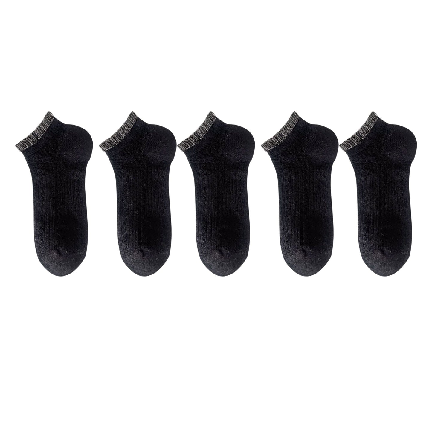 5 Pairs Ruffle Cuff Lace Knit Ankle Socks Breathable Soft Stretch Fabric with Multiple Color Options