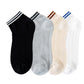 4-Pair Pack Lightweight Mesh Ankle Socks with Striped Cuffs Breathable Knit Texture