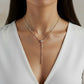 Women's Delicate Drop Pendant Necklace with Elegant Linear Chain Accents and Sparkling Detailed Centerpiece