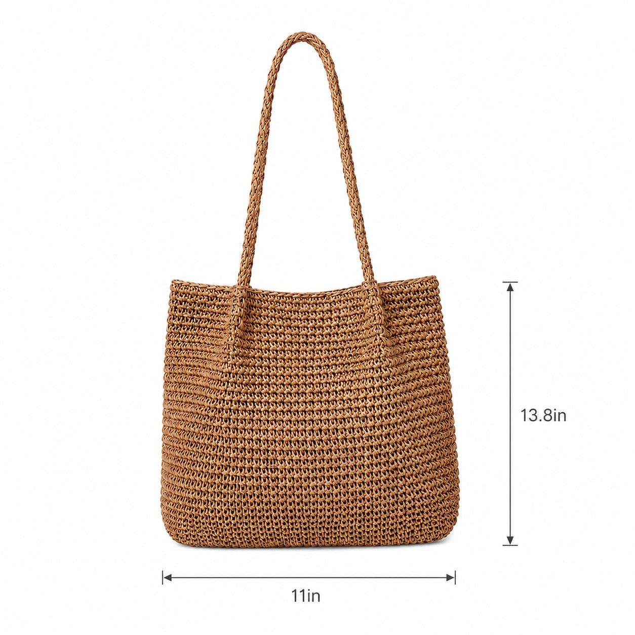 Soft Woven Shoulder Tote Bag with Zip Top and Double Shoulder Handles