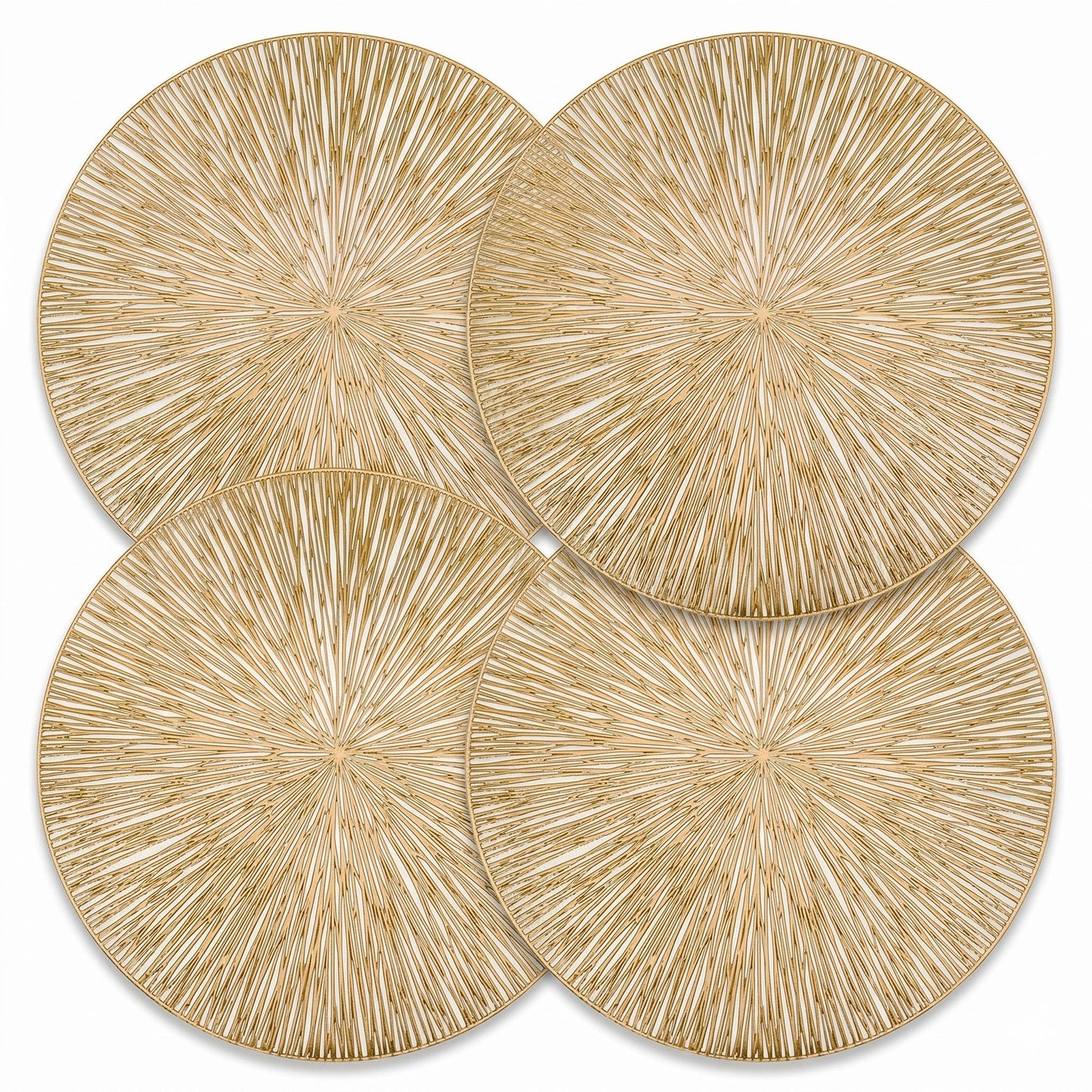 4-Pack Metallic Round PVC Placemats Heat Resistant Textured Table Mats
