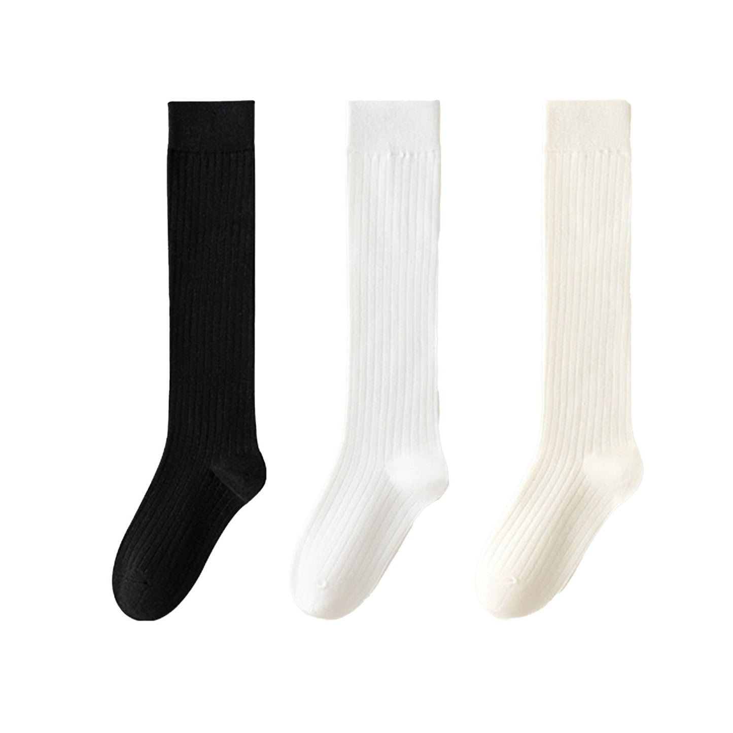 3-Pack Ribbed Knee High Compression Socks Seamless Toe Slim Fit Design