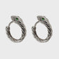 Snake-Shaped Hoop Earrings with Green Gem Eyes