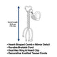 Braided Cord Keychain with Heart Comb and Mirror
