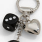 8 Ball Cherry Dice Charm Keychain with Heart Clip Novelty Bag Charm Key Ring Accessory