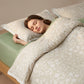 4-Piece Cotton Washed Jacquard Bedding Set with Duvet Cover Flat Sheet and Pillowcases Floral Texture