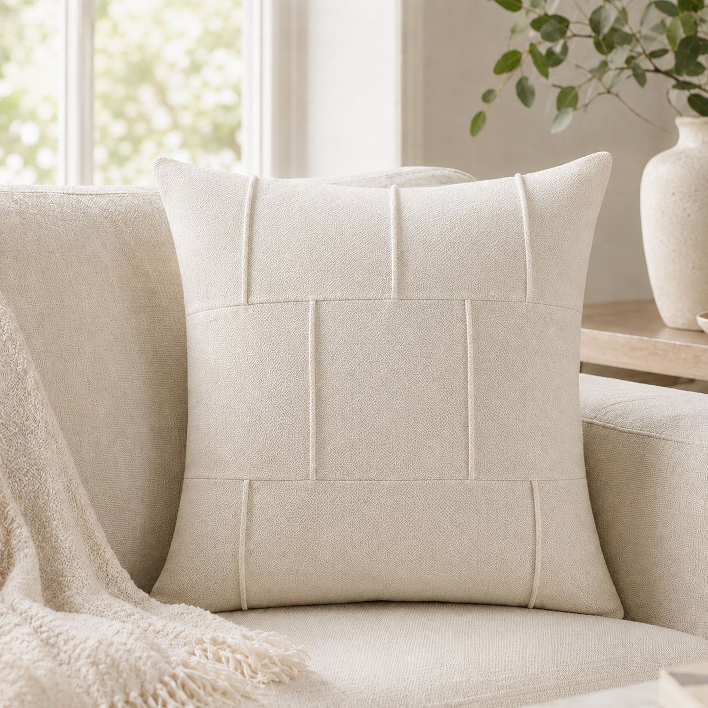 Textured Decorative Throw Pillow Cover Soft Accent Cushion Cover for Sofa Bed