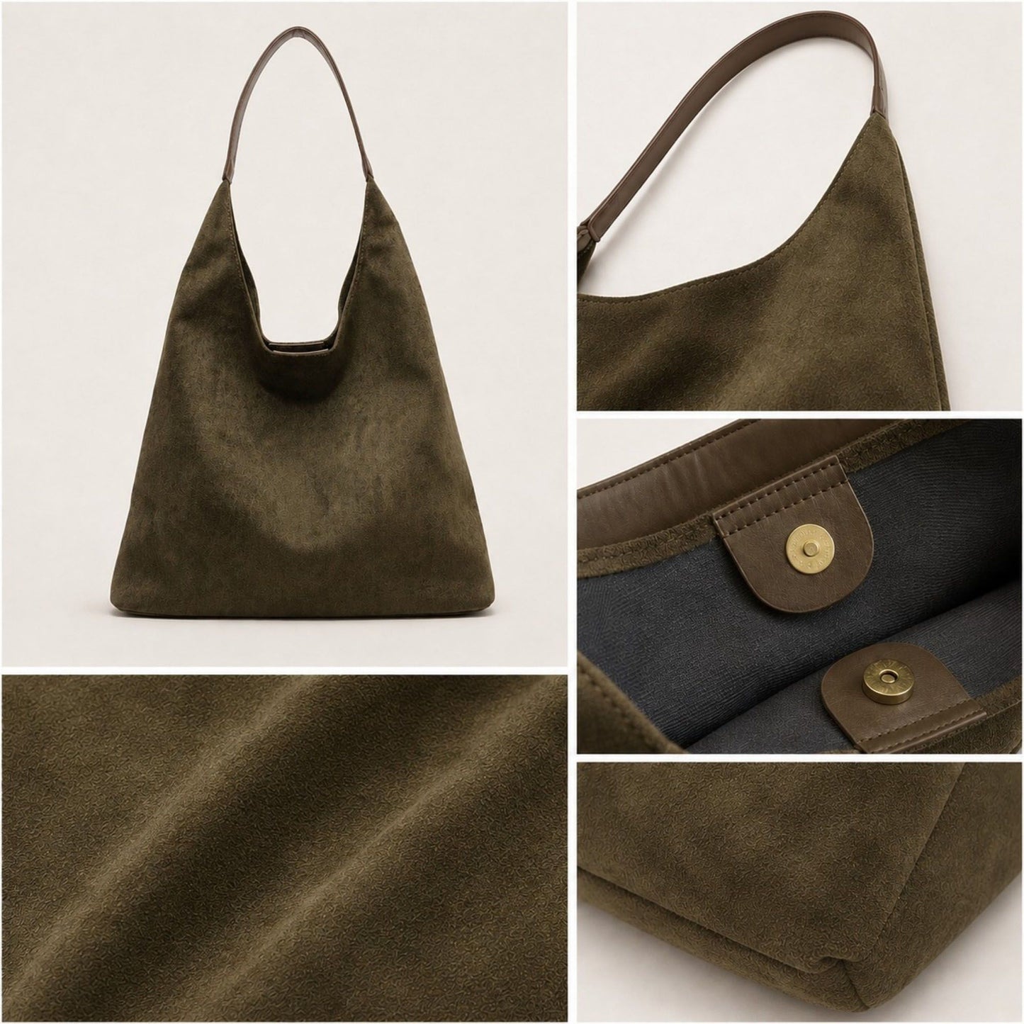 Oversized Suede-Like Hobo Shoulder Bag with Long Strap