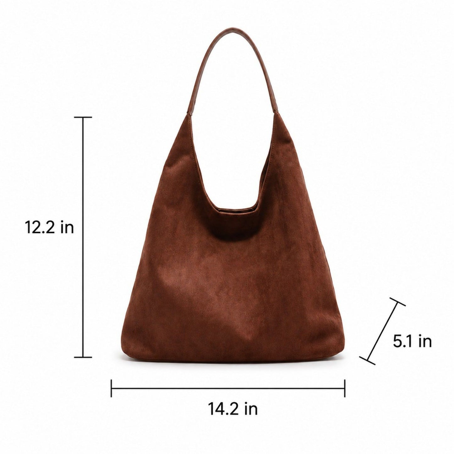 Oversized Suede-Like Hobo Shoulder Bag with Long Strap