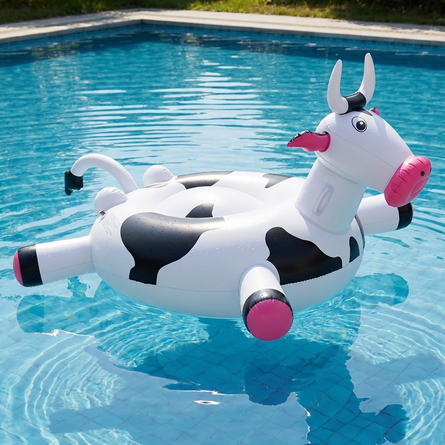 Inflatable Cow Pool Float Ring Novelty Animal Float Durable PVC Water Float for Pool Beach Lake 66x59.8x37.8in