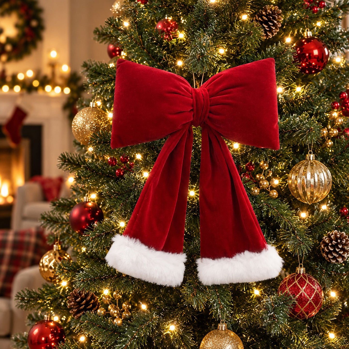 Velvet Bow Decoration for Trees Wreaths and Parties