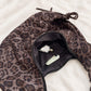 Leopard Print Suede Look Crescent Hobo Shoulder Bag with Zip Closure and Exterior Pocket