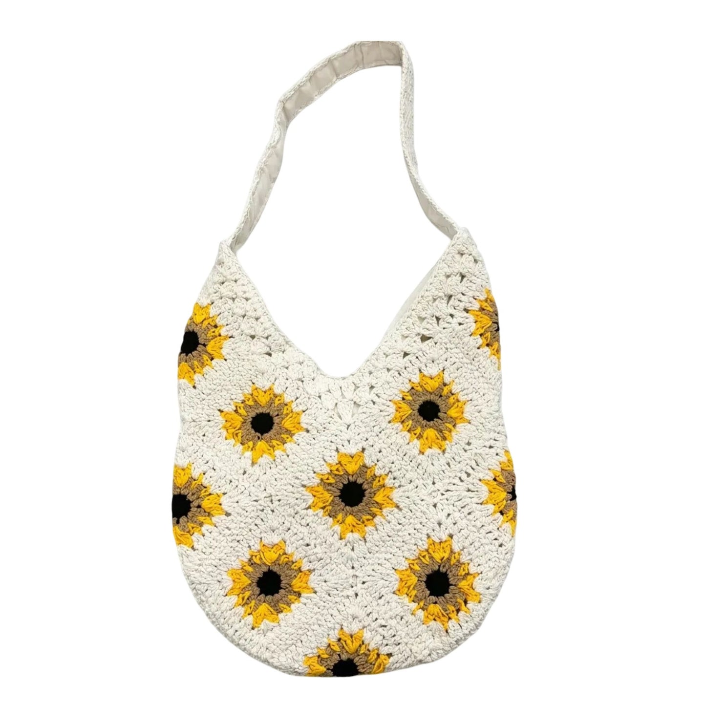 Sunflower Crochet Shoulder Tote Bag Large Capacity Handbag