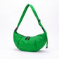 Nylon Crescent Shoulder Bag with Adjustable Strap and Double Zip Closure