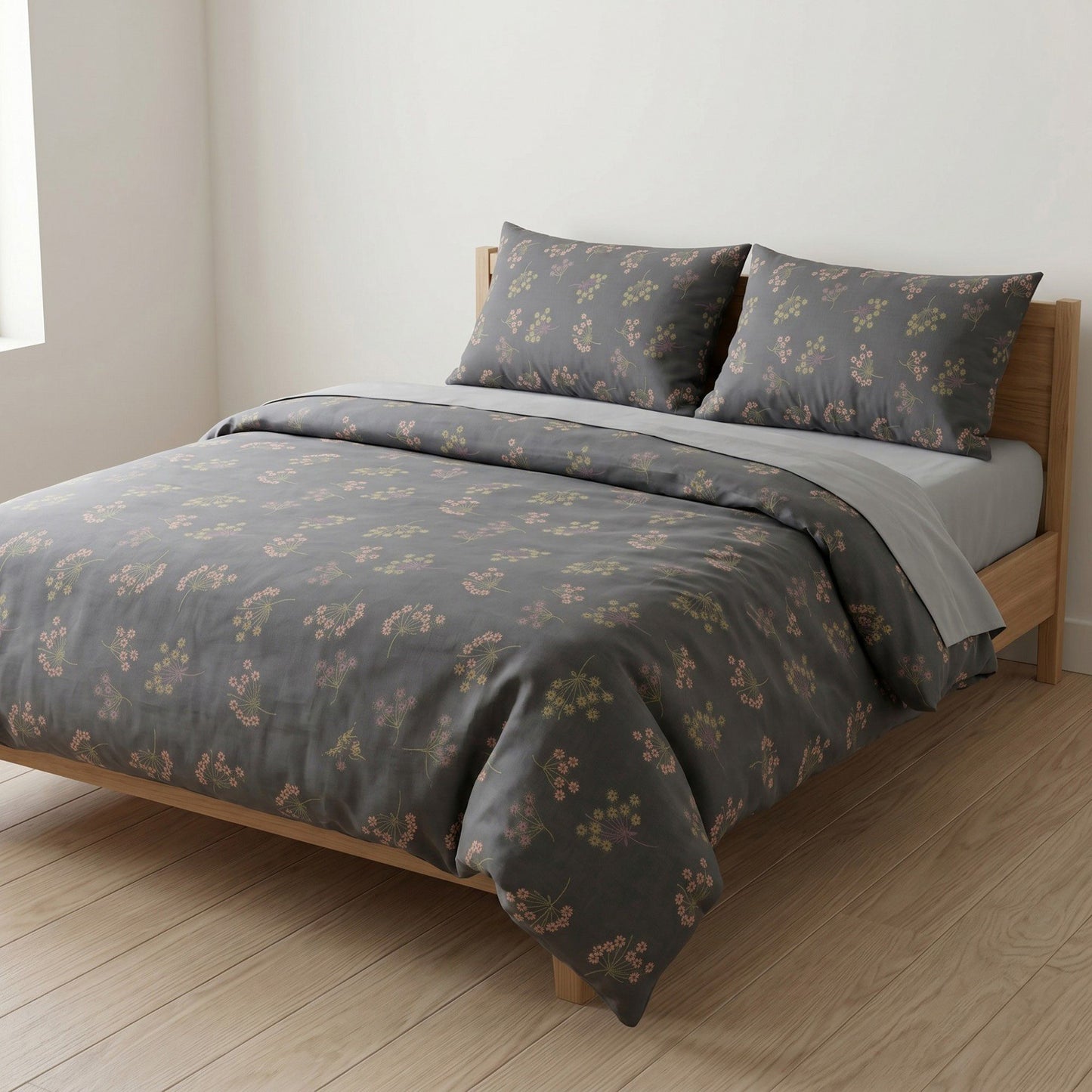 4-Piece Bedding Set with Floral Print Duvet Cover, Coordinating Pillowcases, and Flat Sheet for a Cozy Bedroom Makeover