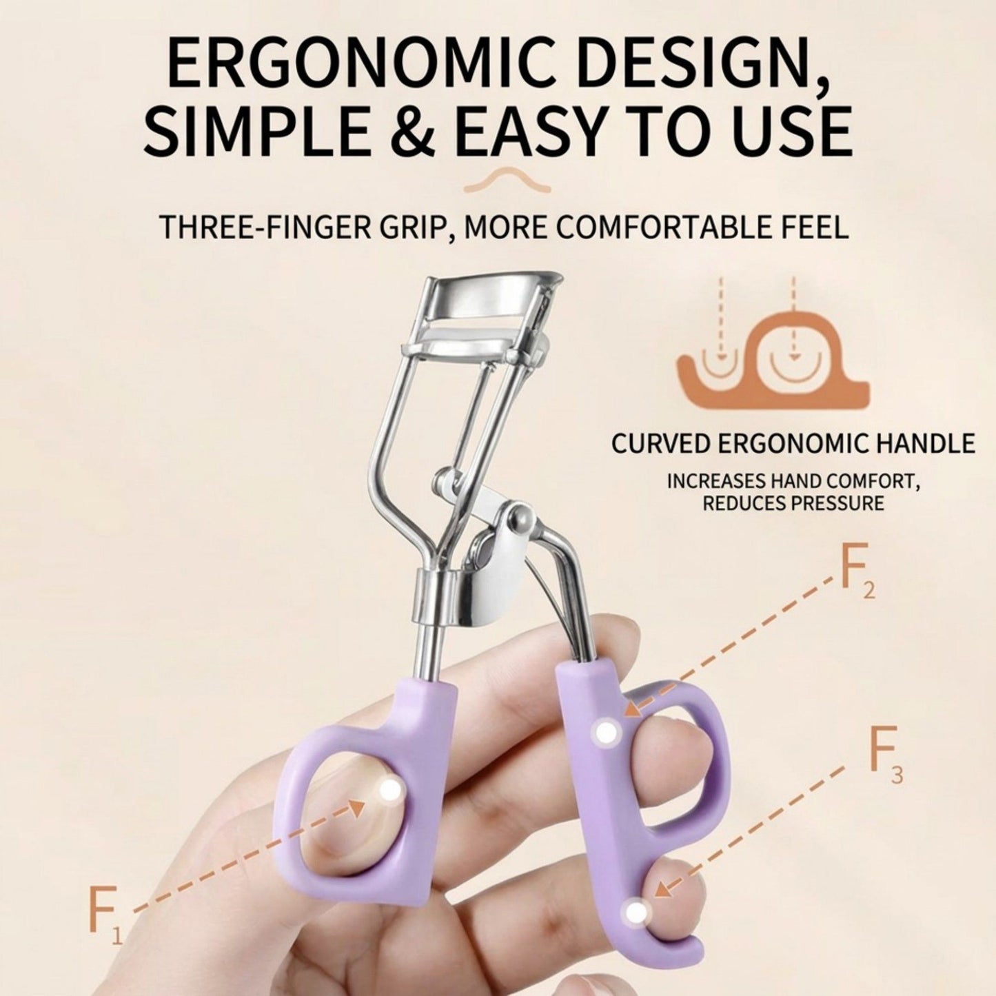 Soft Grip Eyelash Curler 2 Piece Set with Cushioned Handles for Smooth Lash Lift
