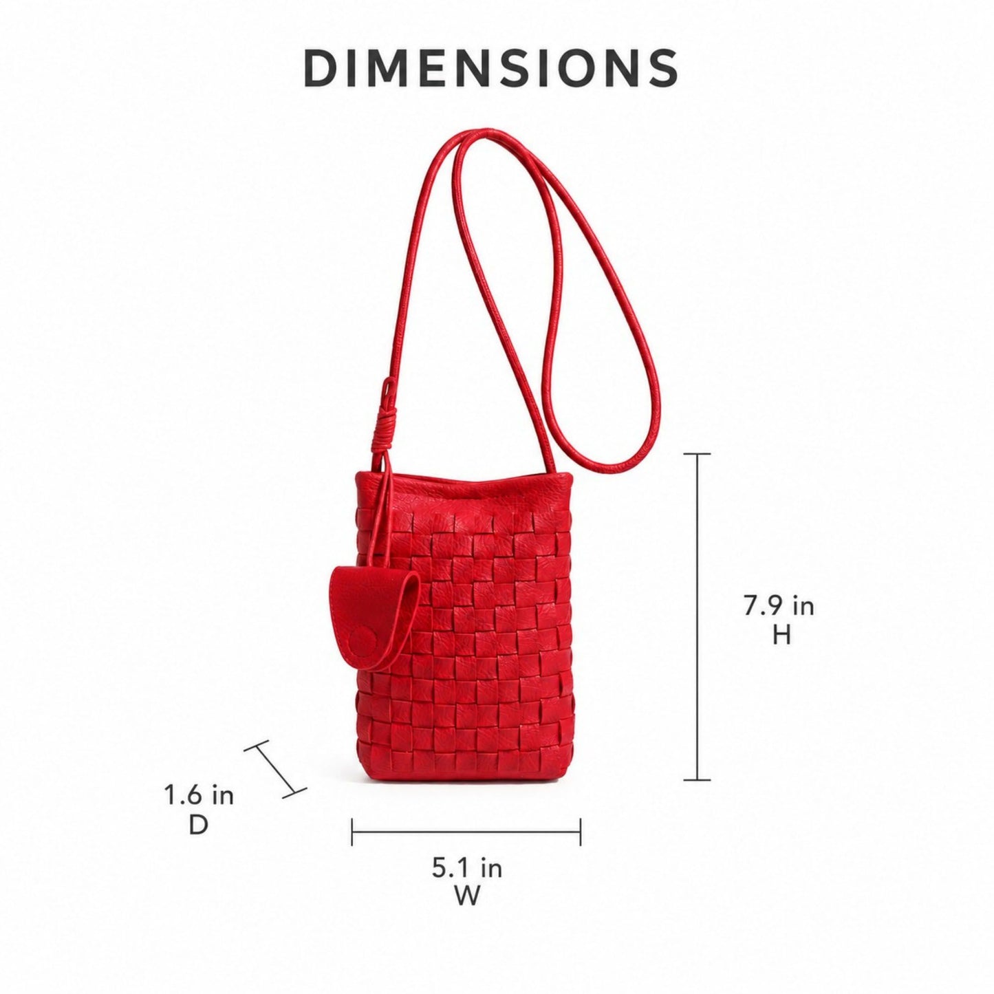 Woven Mini Crossbody Phone Bag with Long Strap and Small Pouch