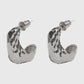 Women's Textured C-Hoop Earrings - 2cm Hammered Statement Hoops