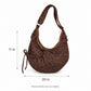 Leopard Print Suede Look Crescent Hobo Shoulder Bag with Zip Closure and Exterior Pocket