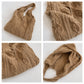 Cable Knit Shoulder Tote Bag Soft Textured Slouchy Lightweight Everyday Carryall