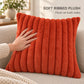 Double Sided Plush Corduroy Throw Pillow Cover 18 x 18 Inch Wide Stripe Texture