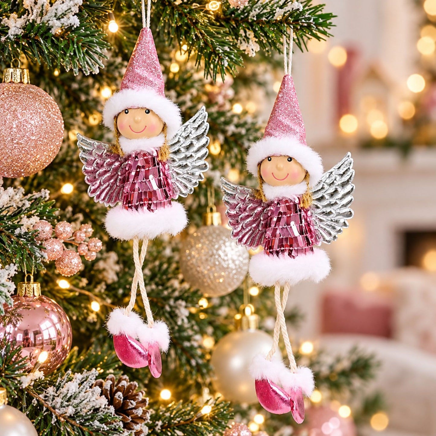 2pk Sequin Angel Christmas Tree Ornaments