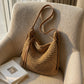 Woven Hobo Shoulder Crossbody Bag with Zip Closure and Slouchy Shape