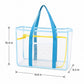 Clear PVC Beach Tote Bag with Front Pocket and Shoulder Handles
