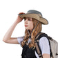 Wide Brim Outdoor Hat with Mesh Ventilation Snap-Up Sides and Chin Strap for Hiking, Beach, Travel, and Sun Protection