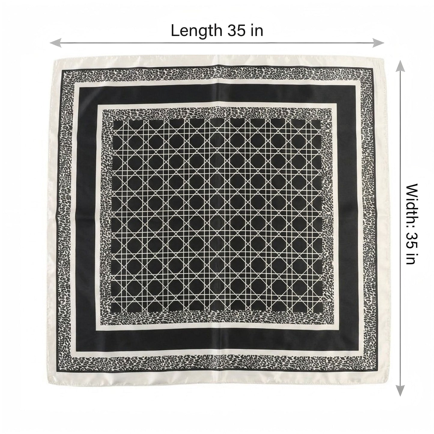 Square Geometric Satin Scarf Silk Feel Head Wrap Bandana 35 Inch