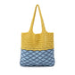 Crochet Knit Tote Bag with Openwork Design and Wave Pattern