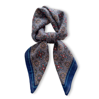 Vintage Floral Print Square Scarf Lightweight Fashion Neck Hair and Handbag Accessory 26.8¡Á26.8 Inches