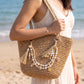 Coastal Bag Charm with Star Clips Pearl Look Beads Shell Accents and Tassels