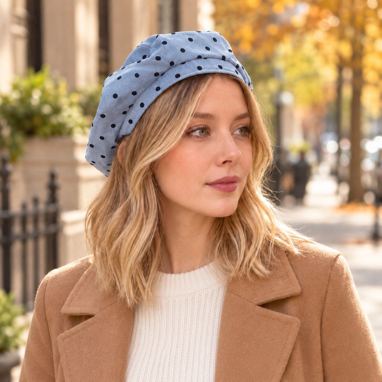 Polka Dot Beret Hat Lightweight French Painter Cap Adjustable Casual Style