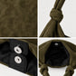 Large Suede Look Hobo Shoulder Bag with Knotted Strap and Magnetic Closure