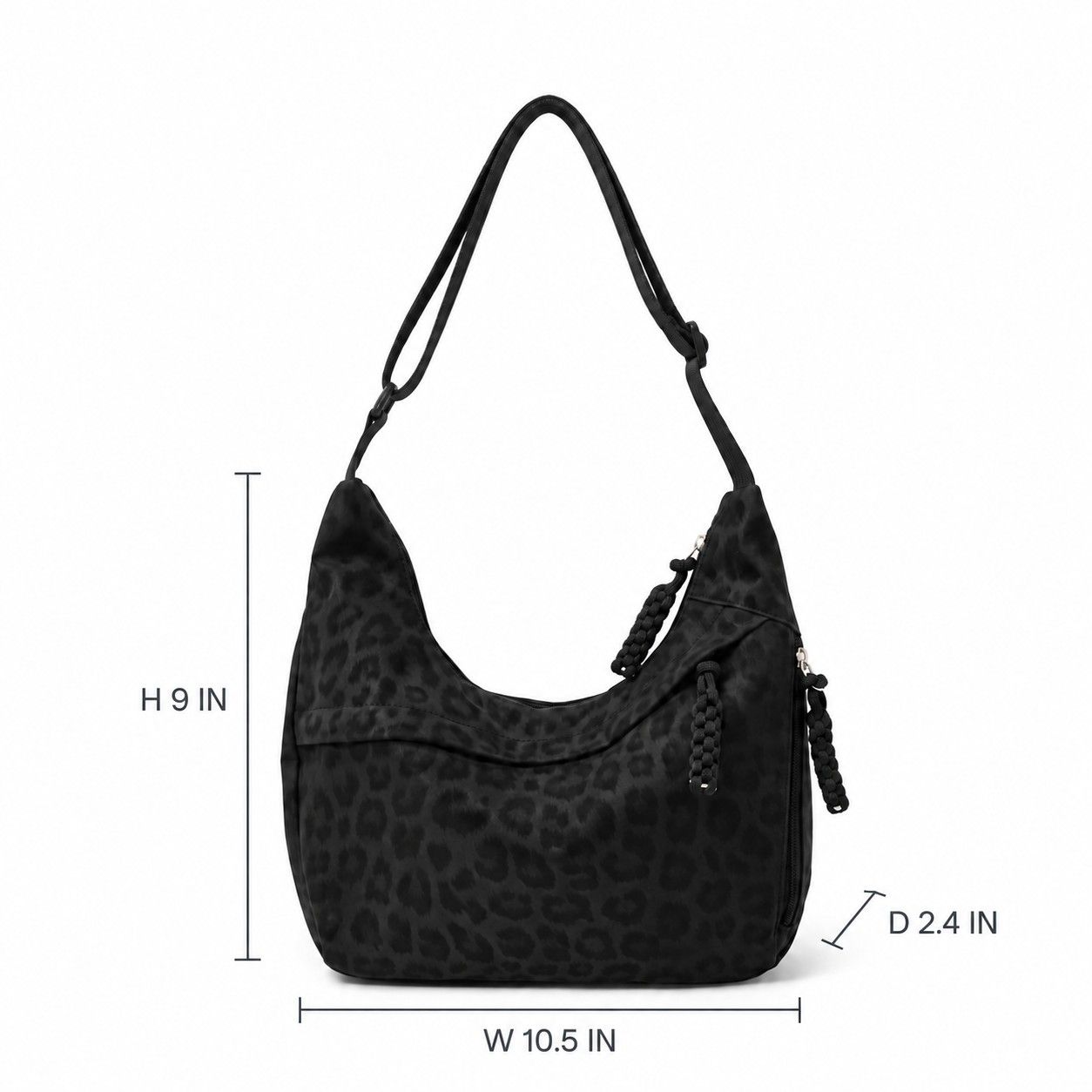 Leopard Faux Suede Hobo Crossbody Bag with Adjustable Strap and Zip Closure