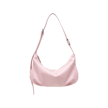 Slouchy Leather Shoulder Bag with Adjustable Strap Soft Crescent Silhouette and Zip Closure