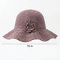 Crochet Wide Brim Sun Hat with Floral Accent Scalloped Edge and Chin Strap