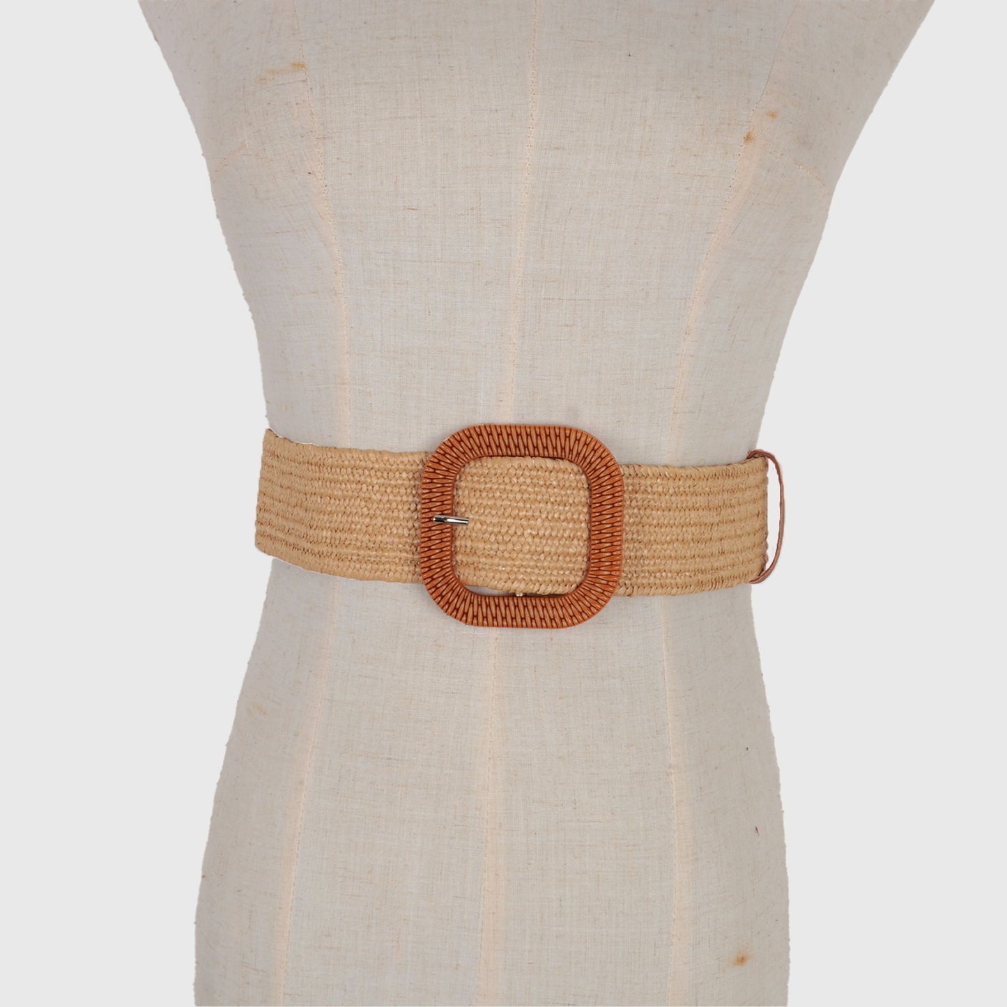 Stylish Straw Belt with Woven Buckle