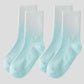Gradient Color Athletic Crew Socks Non Slip Silicone Cushioned Sole for Yoga Jogging 2 Pairs