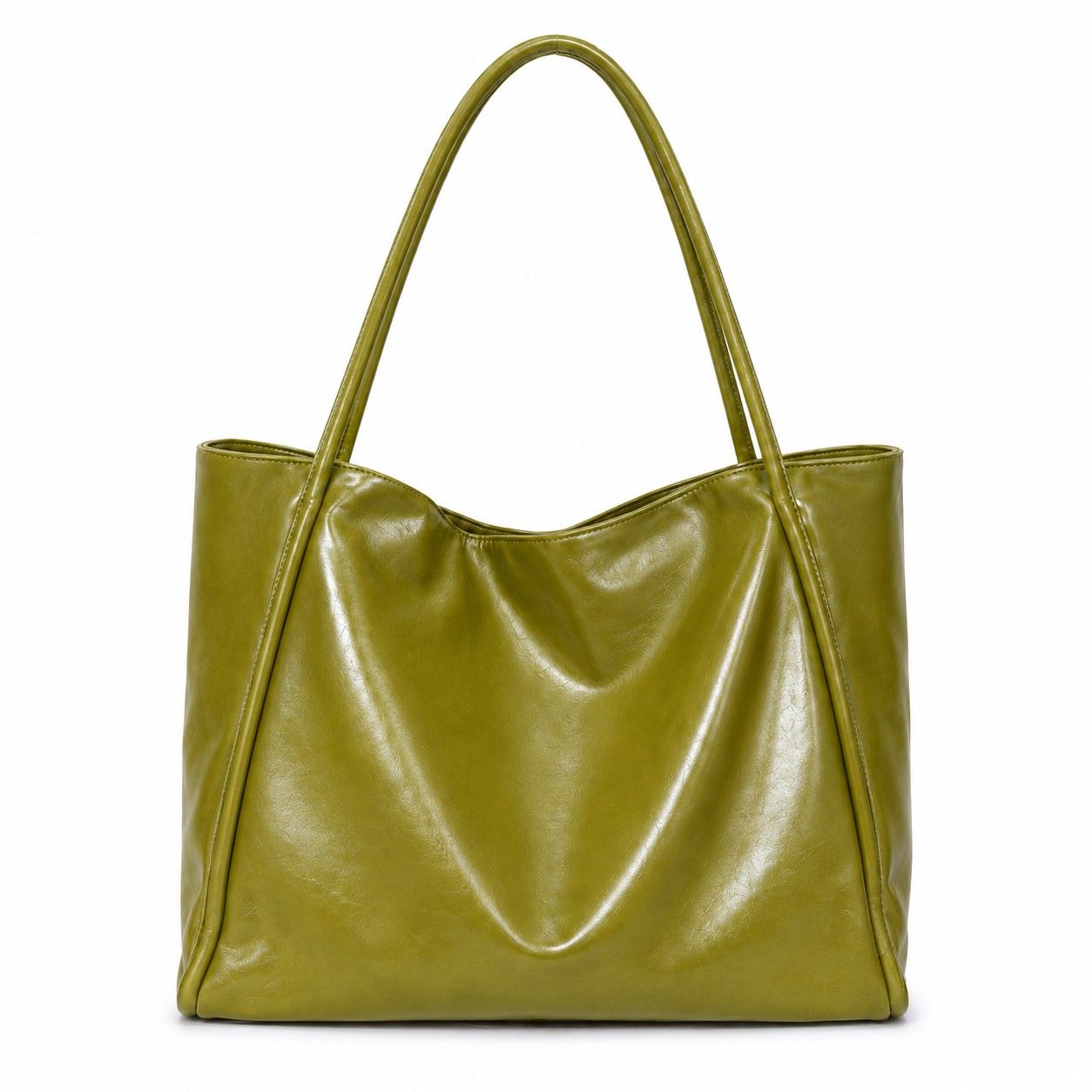 Large Faux Leather Tote Bag with Double Shoulder Straps and Magnetic Closure