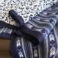 Geometric and Leaf Print Satin Square Scarf with Contrasting Patterns 27x27in