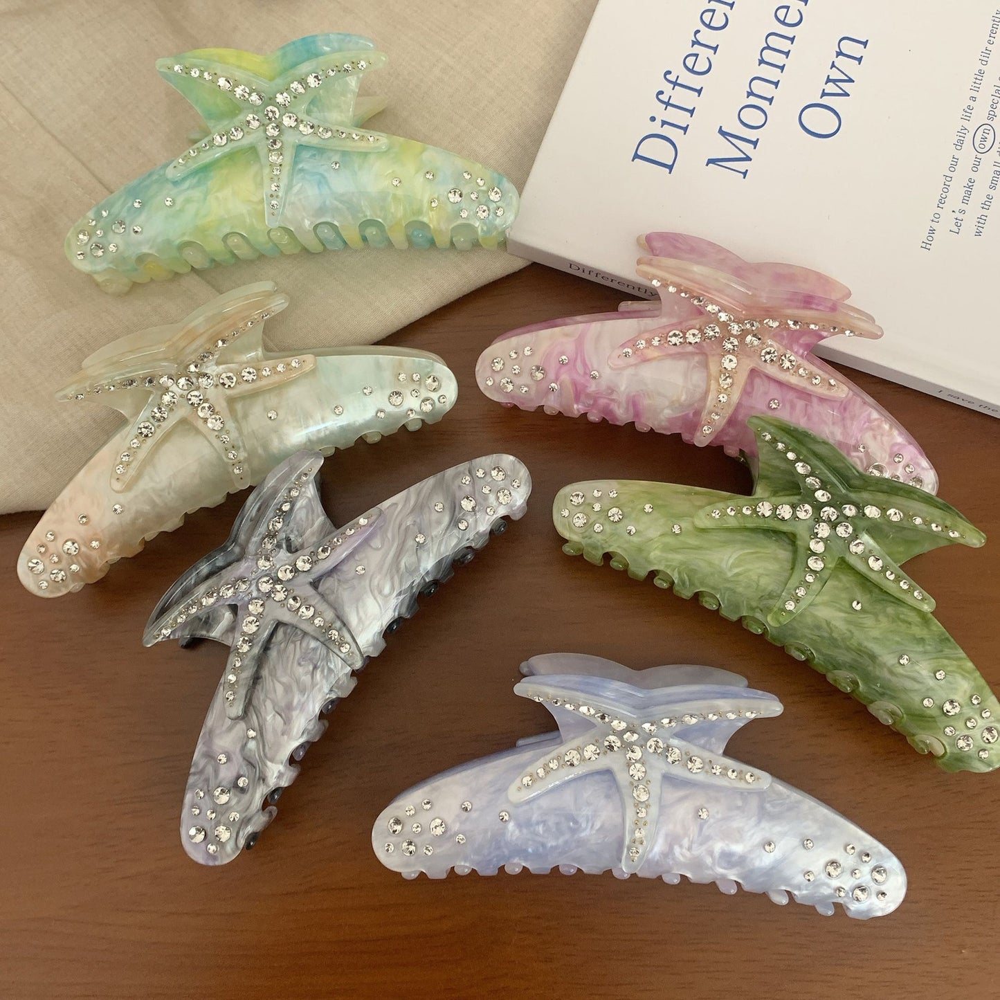 Starfish Hair Claw Clip Rhinestone Accent Hold Hair Clip Ocean Inspired Hair Accessory