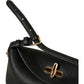 Curved Leather Mini Bag with Convertible Crossbody Strap and Foldover Turn Lock Closure