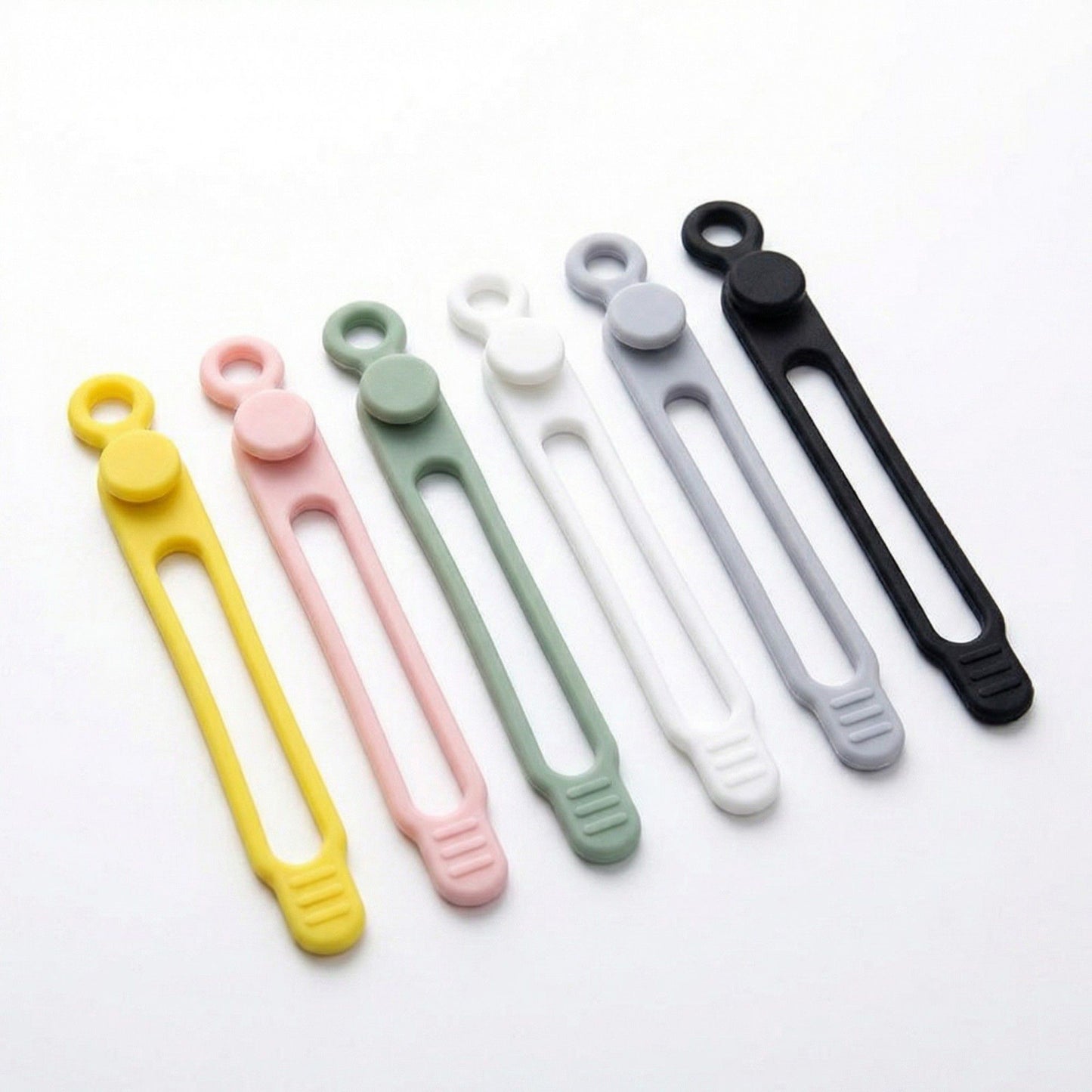 6 Pack Silicone Cable Organizer Clips Reusable Cord Management Straps for Charging Cables Headphones Office Desk Travel Accessories