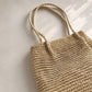 Soft Woven Shoulder Tote Bag with Zip Top and Double Shoulder Handles