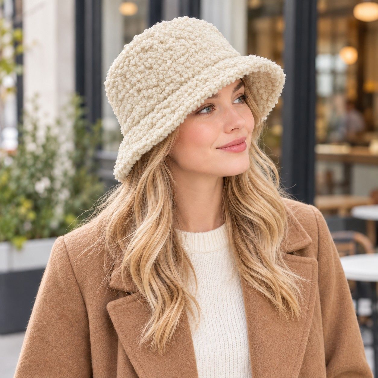 Textured Bucket Hat with Soft Polyester Fabric and Lined Interior