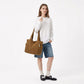 Corduroy Tote Bag Large Capacity Shoulder Bag with Side Pockets and Zipper Closure