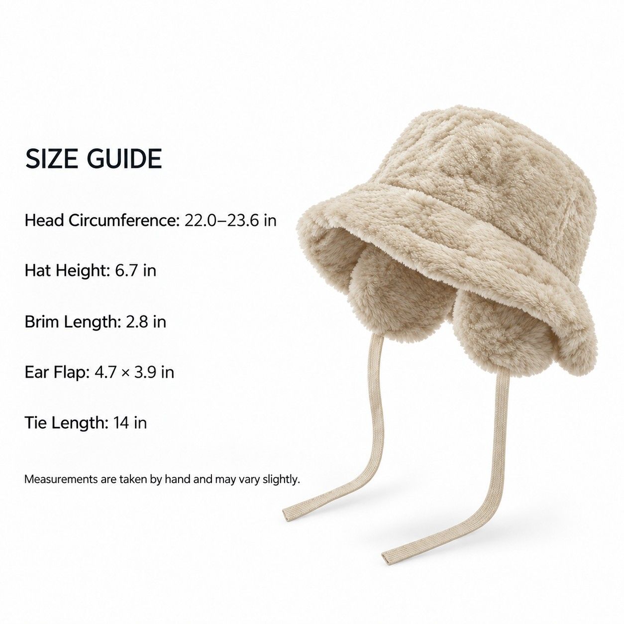 Plush Bucket Hat Removable Ear Flaps Tie Straps Fuzzy Winter Hat