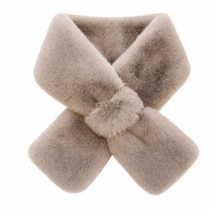 Soft Plush Faux Fur Scarf with Pull Through Design Winter Neck Wrap 31.5*4.7 Inches
